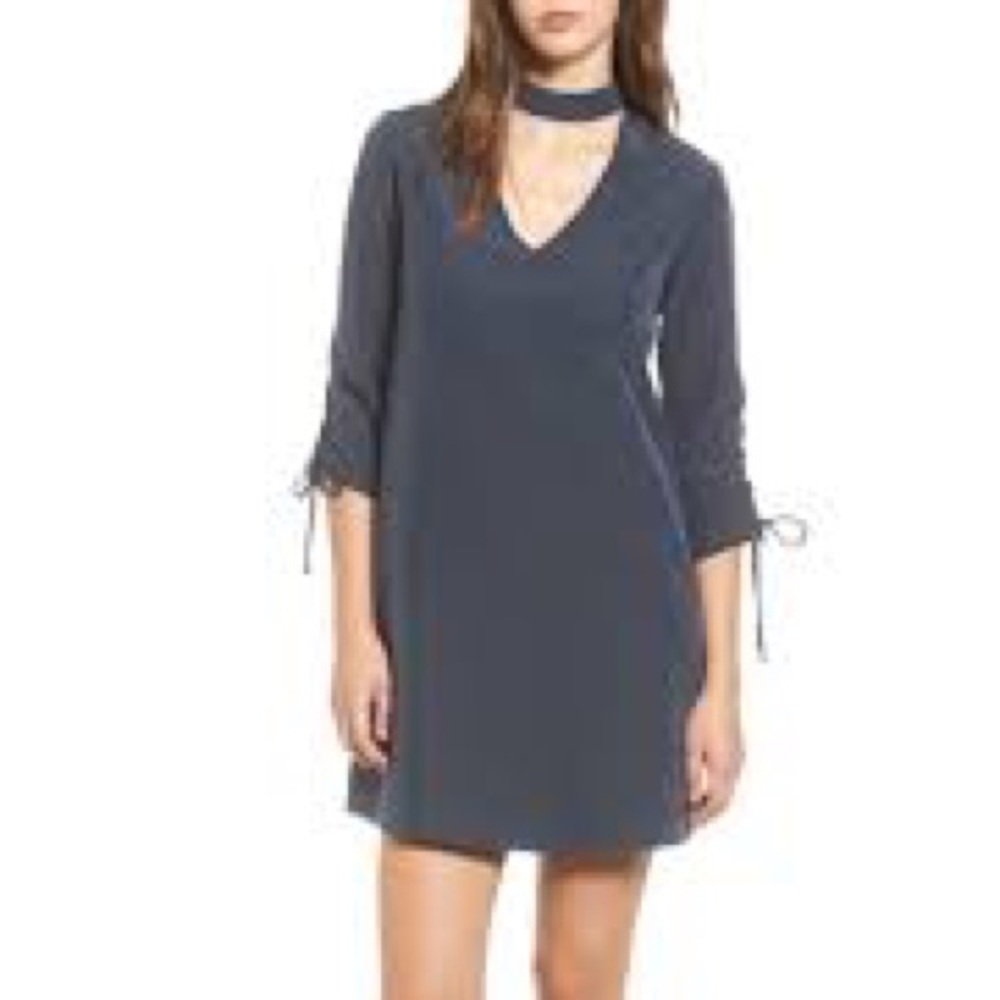 Everly Ruched Choker Neck Dress